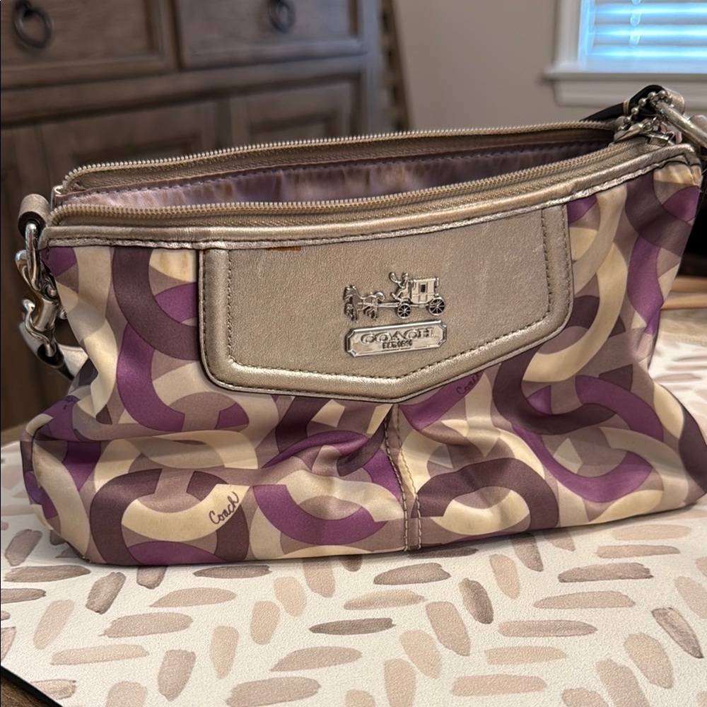 Coach Purple Silver and Cream Shoulder Bag